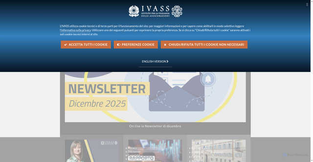 Security scan screenshot of https://www.ivass.it/