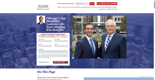 Security scan screenshot of http://www.nashdisabilitylaw.com/