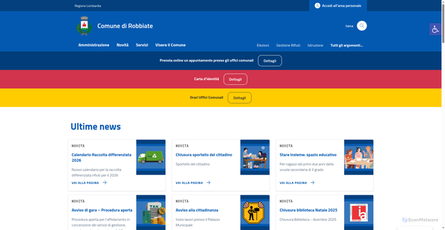 Security scan screenshot of https://comune.robbiate.lc.it/