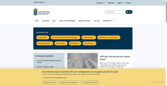 Security scan screenshot of https://www.lansstyrelsen.se/dalarna