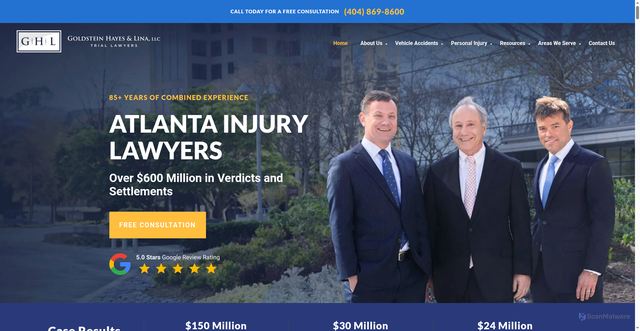 Security scan screenshot of https://www.goldsteinhayeslaw.com/