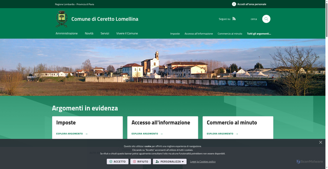 Security scan screenshot of https://www.comune.cerettolomellina.pv.it/it-it/home