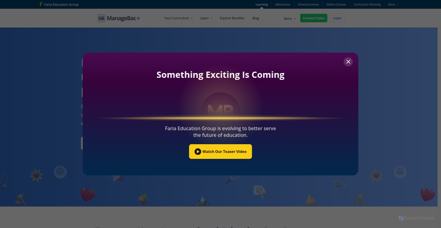 Security scan screenshot of https://managebac.us