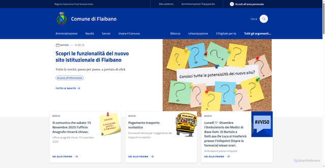 Security scan screenshot of https://www.comune.flaibano.ud.it/