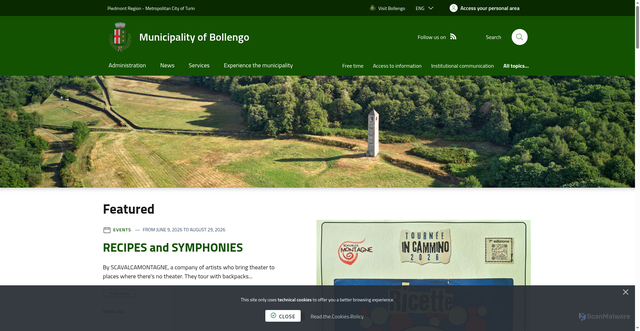 Security scan screenshot of https://www.comune.bollengo.to.it