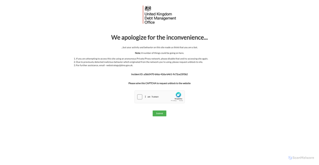 Security scan screenshot of https://validate.perfdrive.com/5e975472fcf167bd1130d74f0fb9a2f7/?ssa=c3e257d6-75ce-42e7-b30b-ad3cd2af2a34&ssb=97000240243&ssc=https%3A%2F%2Fwww.dmo.gov.uk%2F&ssi=a3bb5470-bhbz-42da-b461-9c72ce23f3b2&ssk=support@shieldsquare.com&ssm=77010812020556441109025855072798&ssn=3157ce083f16adaada597b714dd2eb989683ea4db7ca-4cd5-4744-beffdb&sso=fe810f06-089e713cde4e9225bd1c4c7a7007f5ff5bbe157c9d7a7207&ssp=88968248831776637517177664195432956&ssq=53828736998739202147069987686526949574816&ssr=MTc4LjYzLjE2LjIyNA==&sst=Mozilla/5.0%20(Windows%20NT%2010.0;%20Win64;%20x64)%20AppleWebKit/537.36%20(KHTML,%20like%20Gecko)%20Chrome/124.0.0.0%20Safari/537.36&ssu=&ssv=&ssw=&ssx=eyJfX3V6bWYiOiI3ZjkwMDBlYTRkYjdjYS00Y2Q1LTQ3NDQtYmYwNi0wODllNzEzY2RlNGUxLTE3NzY2Njk5ODc4OTgwLTAwM2QzYjdmMmNlMTNiYzJlZjIxMCIsInJkIjoiZG1vLmdvdi51ayIsInV6bXgiOiI3ZjkwMDAzMDRiODA1My1lNDJmLTRlMGEtYTJlNC1iNDYyMzZlZTQxY2MxLTE3NzY2Njk5ODc4OTgwLTRiYTU3MDAyY2Q2OWI1ODAxMCJ9