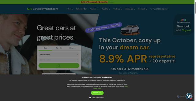 Security scan screenshot of https://www.carsupermarket.com