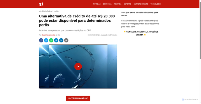 Security scan screenshot of https://g1globoagora.vercel.app/