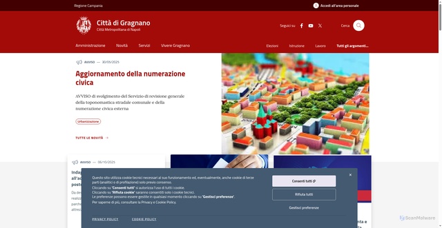 Security scan screenshot of https://www.comune.gragnano.na.it/