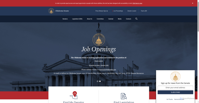 Security scan screenshot of https://www.oksenate.gov/