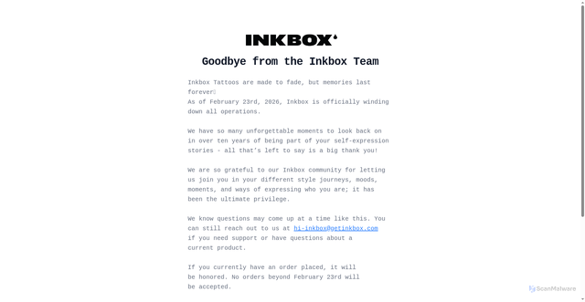 Security scan screenshot of https://inkbox.com