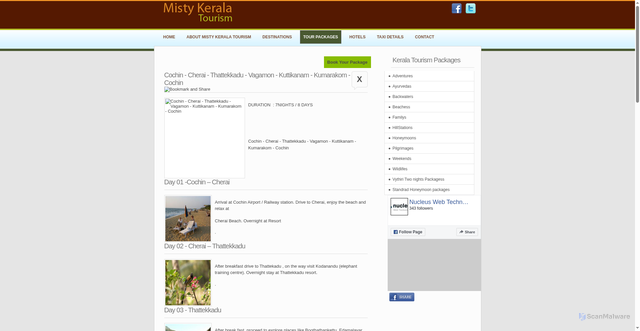 Security scan screenshot of https://mistykeralatourism.webdesignonline.in/misty_tour_packages_details.php?scid=49&pagenum=1&tour=Cochin%20-%20Cherai%20-%20Thattekkadu%20-%20Vagamon%20-%20Kuttikanam%20-%20Kumarakom%20-%20Cochin&pg=index