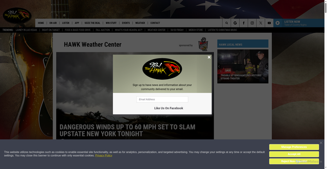 Security scan screenshot of https://981thehawk.com/upstate-ny-high-wind-warning/