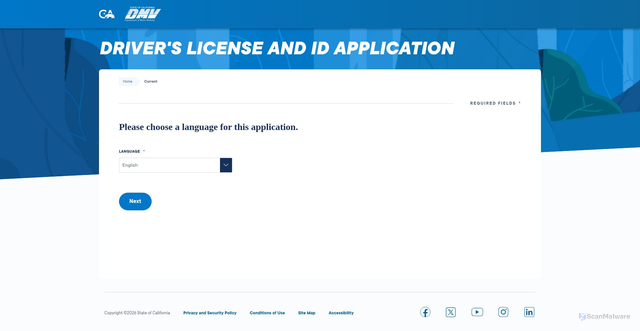 Security scan screenshot of https://edl.dmv.ca.gov