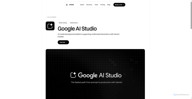 Security scan screenshot of https://www.bygen-ai.com/ai-tools/google-ai-studio