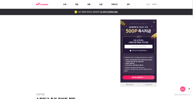 Security scan screenshot of https://okcashbag.com