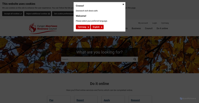 Security scan screenshot of https://www.swansea.gov.uk/