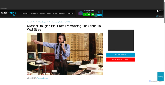 Security scan screenshot of https://www.watchmojo.com/articles/michael-douglas-bio-from-romancing-the-stone-to-wall-street