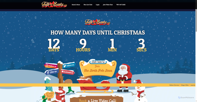Security scan screenshot of https://talktosanta.com/days-until-christmas
