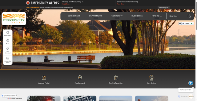 Security scan screenshot of https://missouricitytx.gov/
