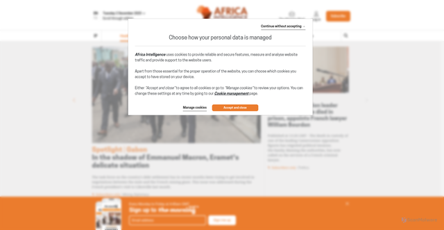 Security scan screenshot of https://www.africaintelligence.com/