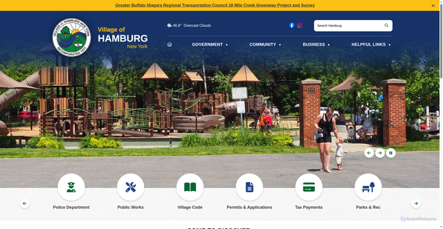 Security scan screenshot of https://villageofhamburgny.gov/