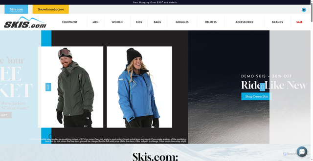 Security scan screenshot of https://skis.com