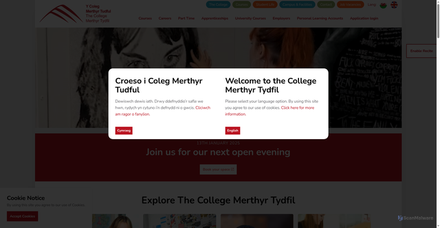 Security scan screenshot of https://www.merthyr.ac.uk/