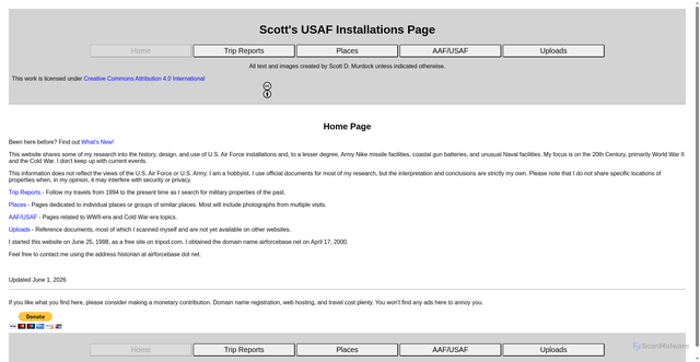 Security scan screenshot of https://www.airforcebase.net/