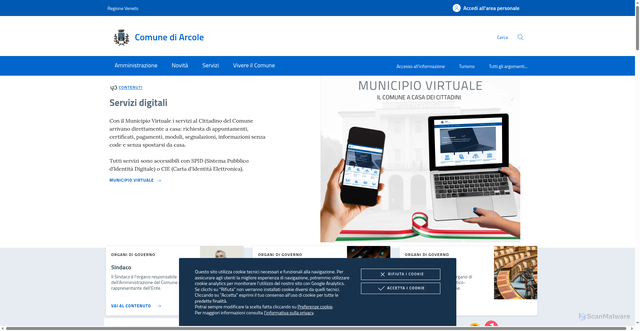 Security scan screenshot of https://www.comune.arcole.vr.it/