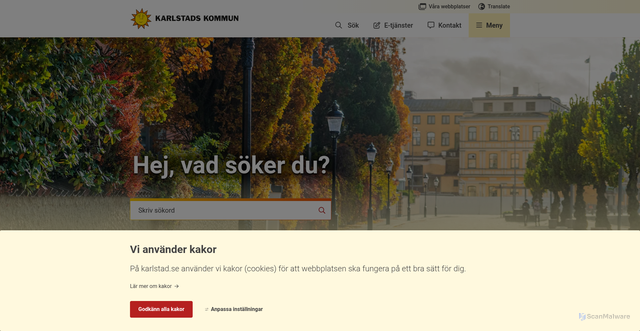 Security scan screenshot of https://karlstad.se/