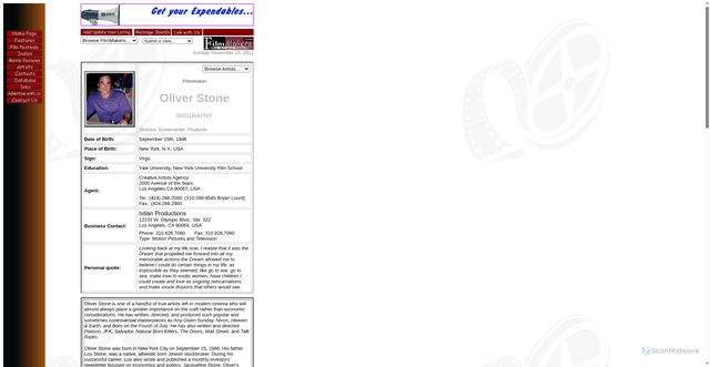 Security scan screenshot of https://www.filmmakers.com/artists/oliverstone/biography/