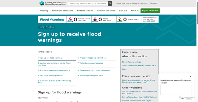 Security scan screenshot of https://naturalresources.wales/flooding/sign-up-to-receive-flood-warnings/?lang=en