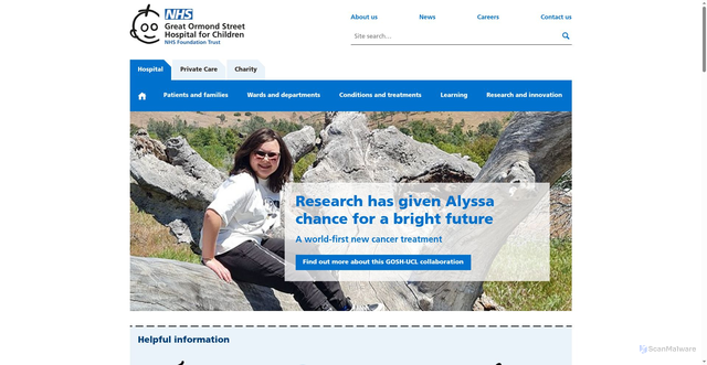 Security scan screenshot of https://www.gosh.nhs.uk/