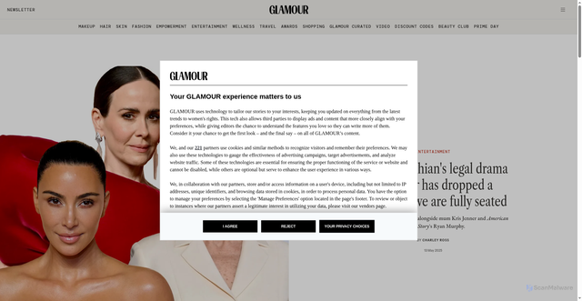 Security scan screenshot of https://www.glamourmagazine.co.uk/article/alls-fair-kim-kardashian-cast-plot-trailer