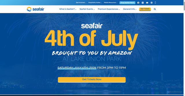Security scan screenshot of https://www.seafair.org/4th-of-july/lake-union-park/