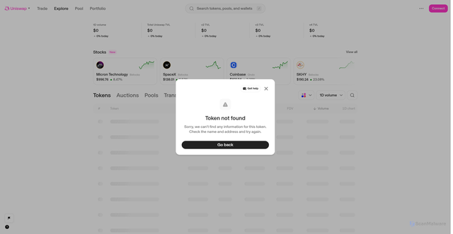Security scan screenshot of https://web-fix-active-tick-tooltip-combined-bps-uniswap.vercel.app/explore/tokens/ethereum/0xdac17f958d2ee523a2206206994597c13d831ec7