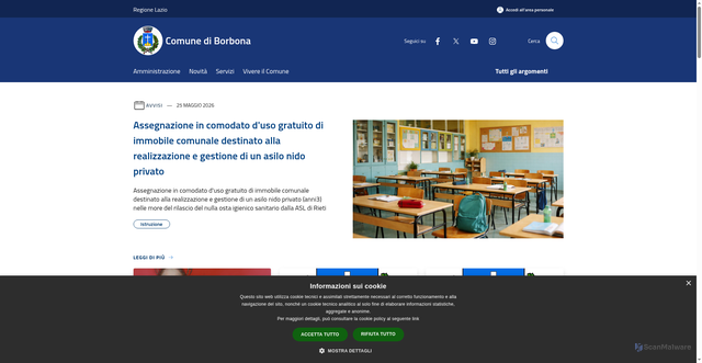 Security scan screenshot of https://www.comune.borbona.rieti.it