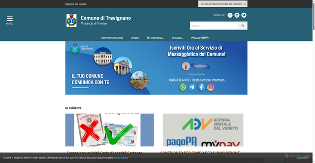 Security scan screenshot of https://www.comune.trevignano.tv.it