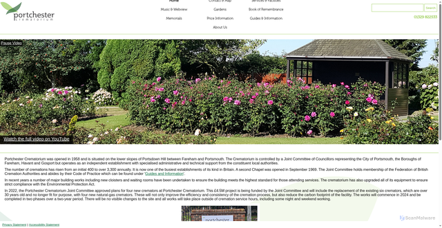 Security scan screenshot of https://www.portchestercrematorium.org/