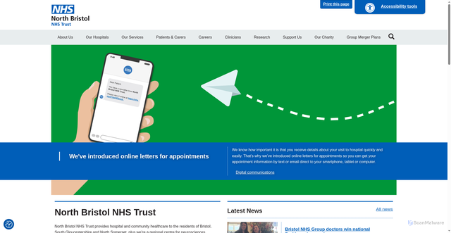 Security scan screenshot of http://www.nbt.nhs.uk