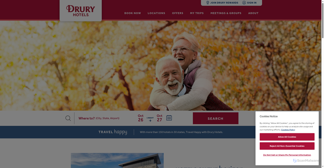 Security scan screenshot of https://www.druryhotels.com/
