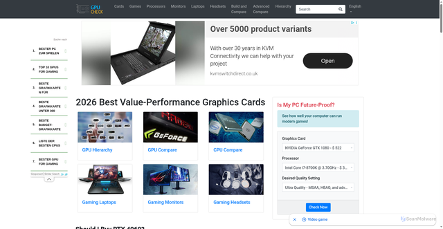 Security scan screenshot of https://www.gpucheck.net