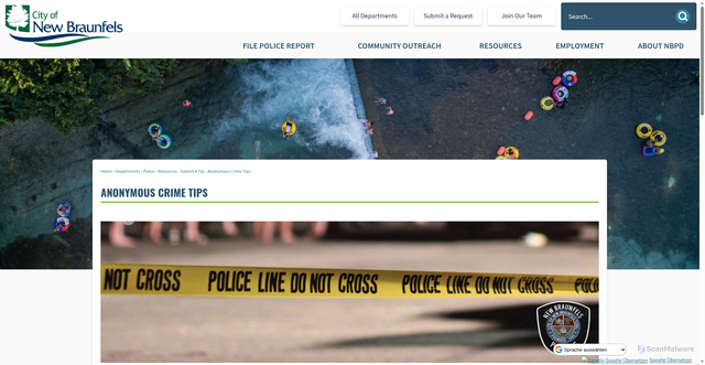 Security scan screenshot of https://www.newbraunfels.gov/2088/Anonymous-Crime-Tips