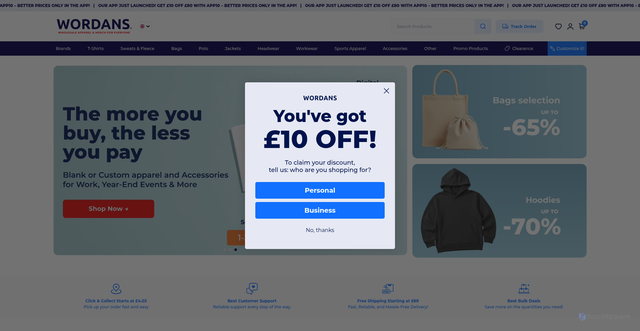Security scan screenshot of https://wordans.co.uk