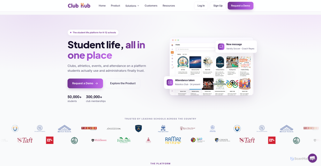 Security scan screenshot of https://clubhub.co
