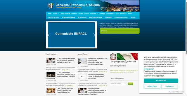 Security scan screenshot of https://www.ordineconsulentilavorosalerno.it