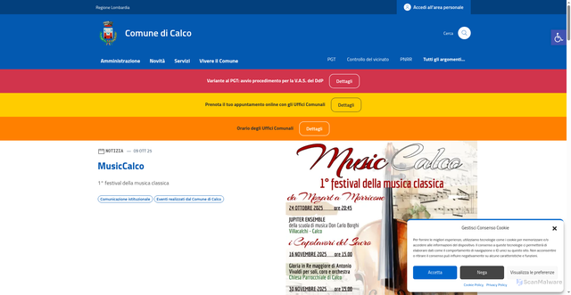 Security scan screenshot of https://comune.calco.lc.it/