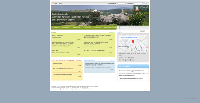 Security scan screenshot of http://ordinegrosseto.conaf.it/