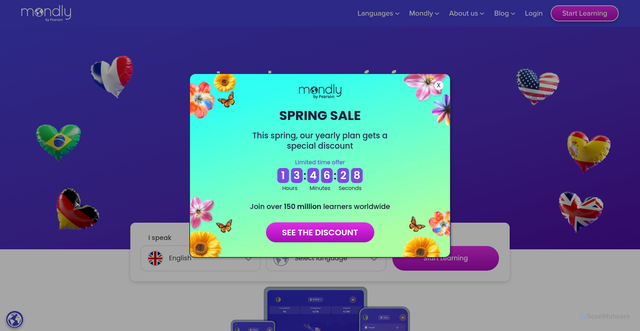 Security scan screenshot of https://mondly.com